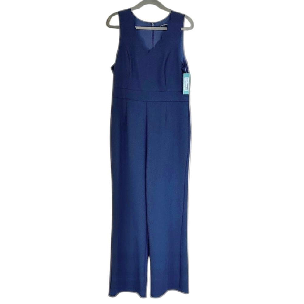 NWT 41 Hawthorne Navy Blue Karina scallop trim Jumpsuit Sz XL